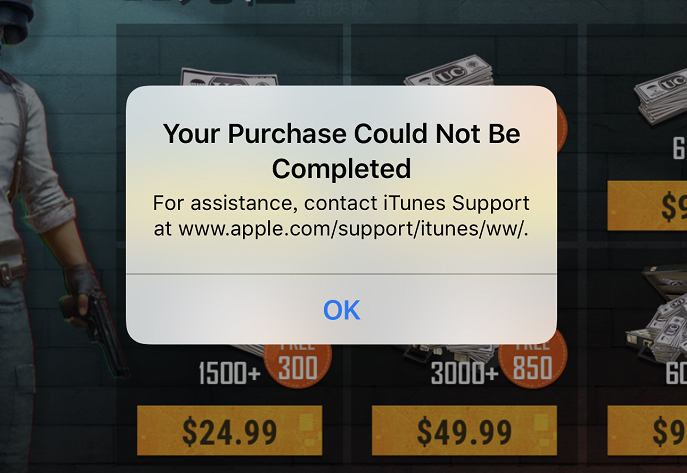 APPLE Your Purchase Could Not Be Completed