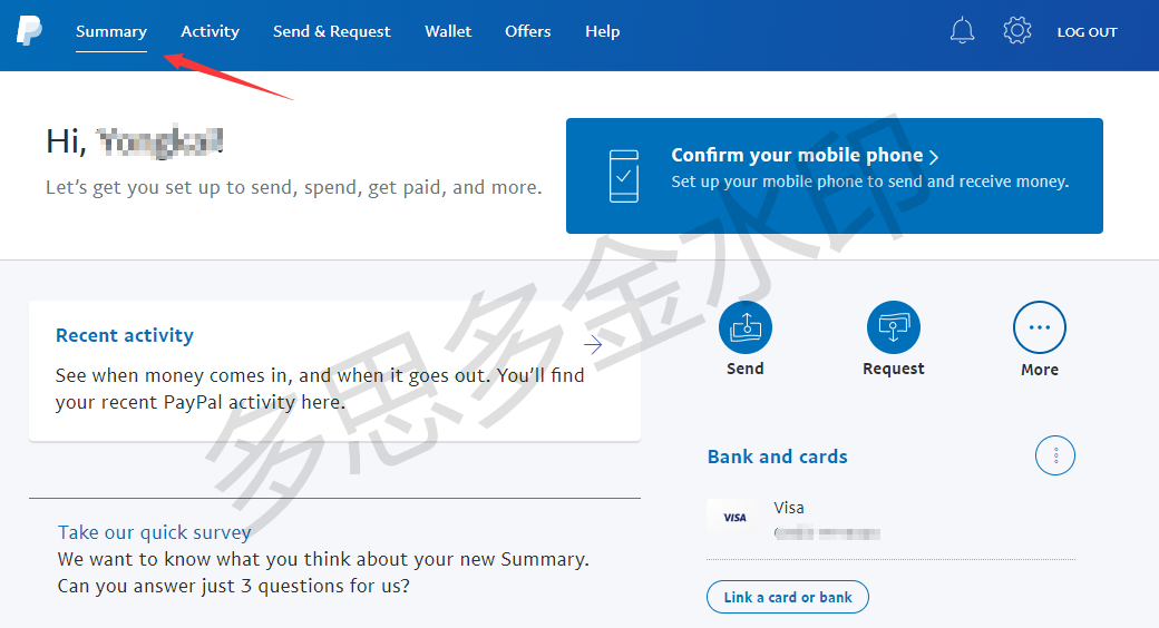 Paypal账户首页